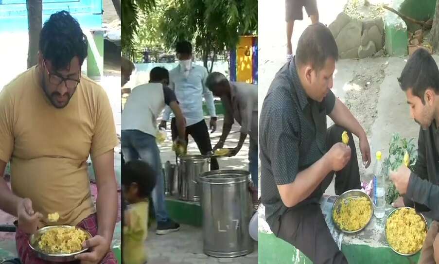 दिल्ली : केजरीवाल सरकार की पहल, रेन बसेरा में बांटा जा रहा मुफ्त खाना